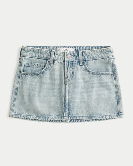 Hollister + Kappa Low-Rise Denim Mini Skort