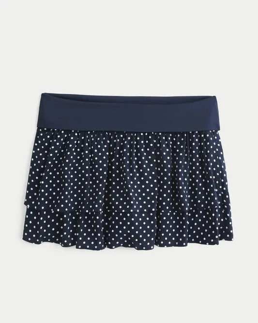 Foldover Waist Tiered Mini Skort