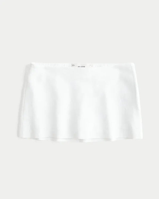 Low-Rise Linen-Blend A-Line Skort