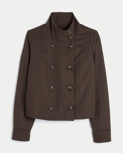 Faux Wool Funnel Neck Jacket