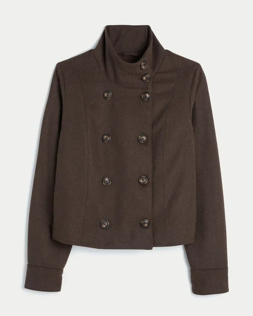 Faux Wool Funnel Neck Jacket