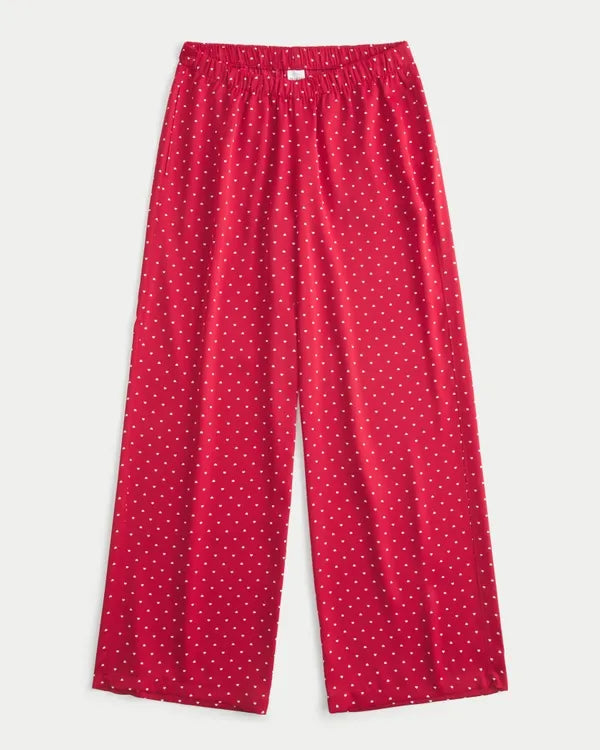 Heart Pattern Wide-Leg Pants