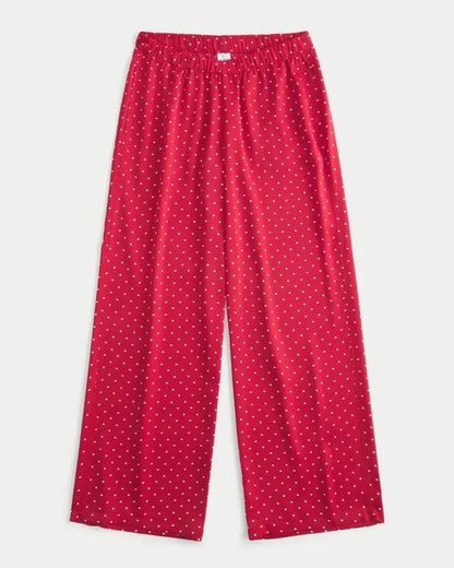 Heart Pattern Wide-Leg Pants