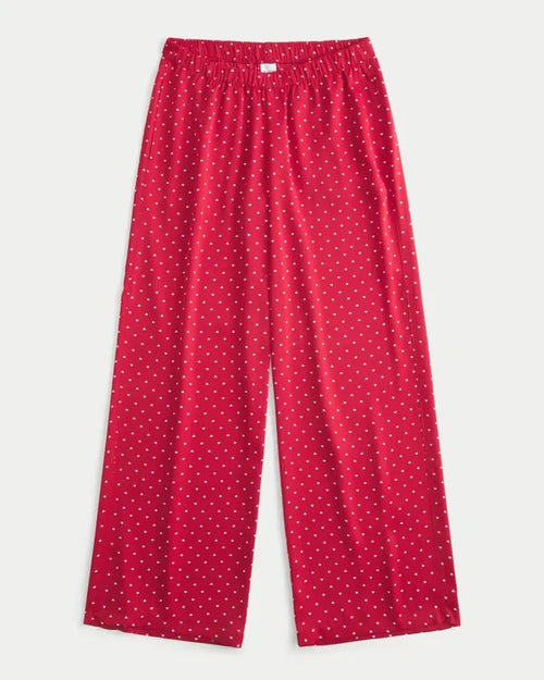 Heart Pattern Wide-Leg Pants