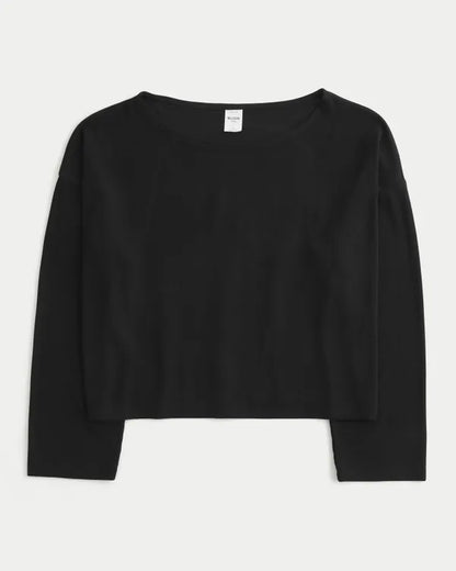 Boxy Rib Off-the-Shoulder Top