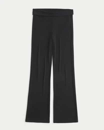 Rib Foldover Waist Bootcut Pants