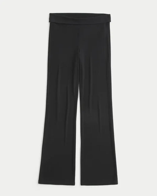 Rib Foldover Waist Bootcut Pants