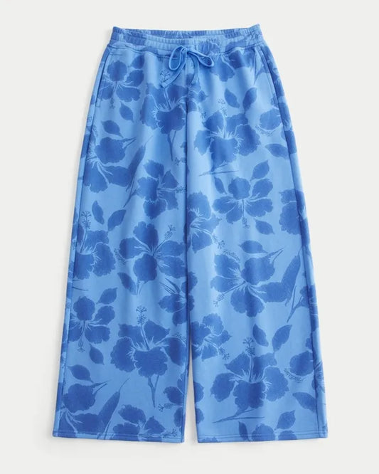 Hollister Feel Good Low-Rise Floral Pattern Baggy Sweatpants