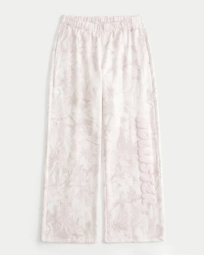 Logo Graphic Pink Camo Wide-Leg Sweatpants