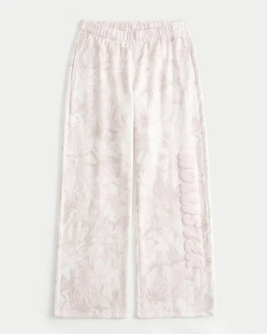 Logo Graphic Pink Camo Wide-Leg Sweatpants