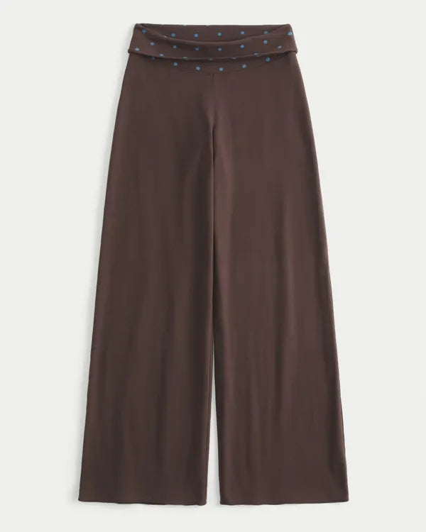 Hollister Callie Reversible Knit Foldover Waist Wide-Leg Pants