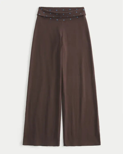 Hollister Callie Reversible Knit Foldover Waist Wide-Leg Pants