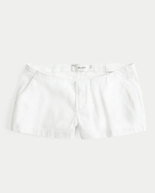 Ultra Low-Rise Twill Micro Shortie Shorts