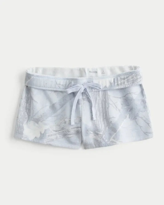 Blue Camo Fleece Mini Shorts