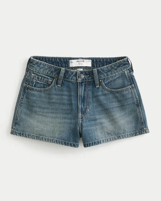 Curvy High-Rise Dark Wash Denim A-Line Shorts