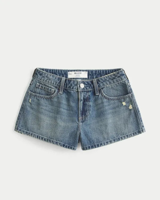 Curvy High-Rise Distressed A-Line Denim Shorts