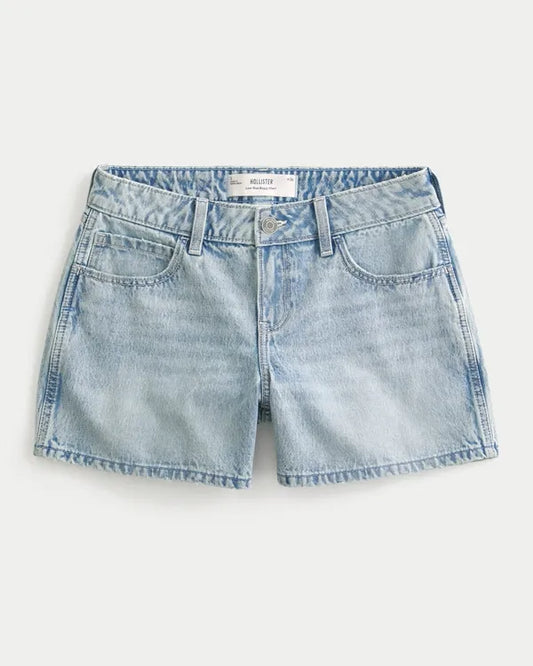 Curvy Low-Rise Light Wash Baggy Jean Shorts