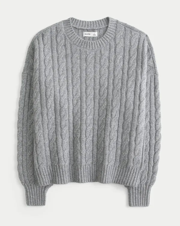 Easy Cable-Knit Crew Sweater