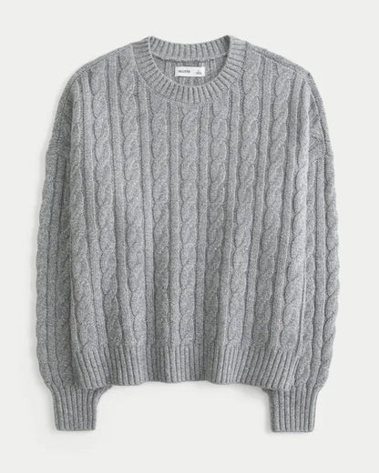 Easy Cable-Knit Crew Sweater