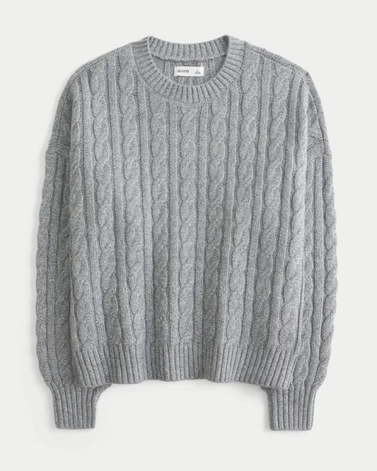 Easy Cable-Knit Crew Sweater