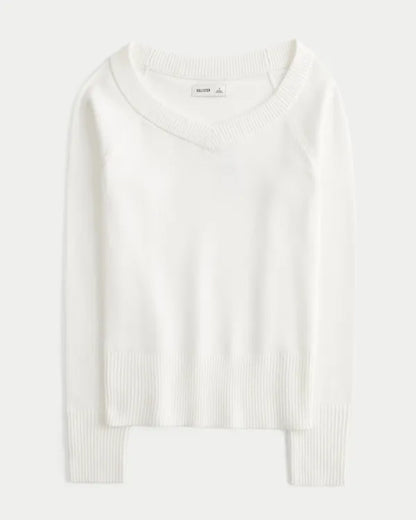 Wide V-Neck Raglan Sweater