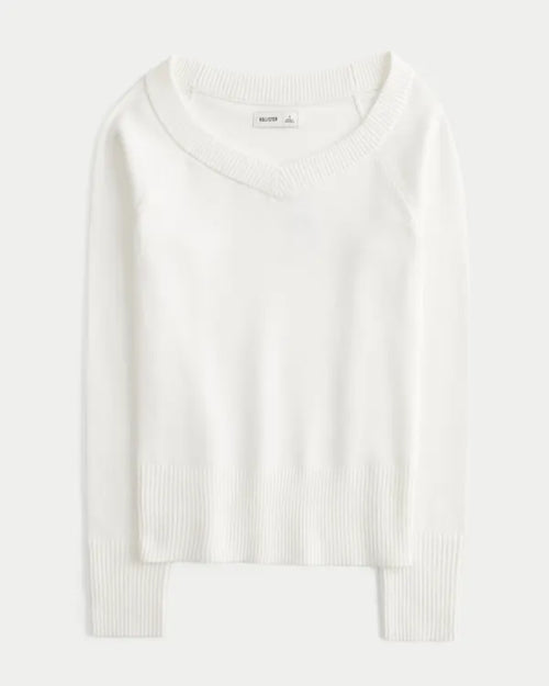 Wide V-Neck Raglan Sweater