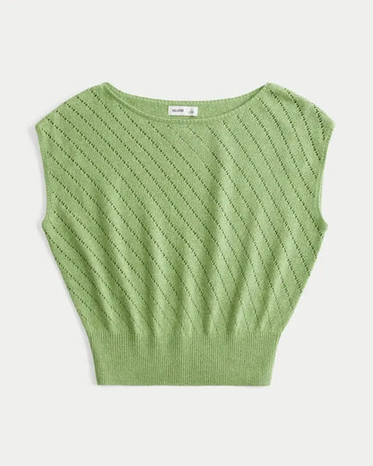 Banded Textural Cap Sleeve Sweater