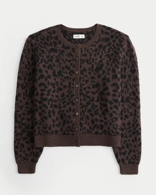 Easy Leopard Print Crew Cardigan