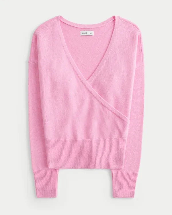 Banded Wrap V-Neck Sweater