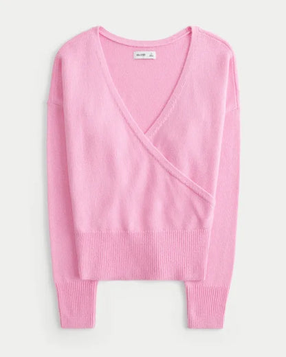 Banded Wrap V-Neck Sweater
