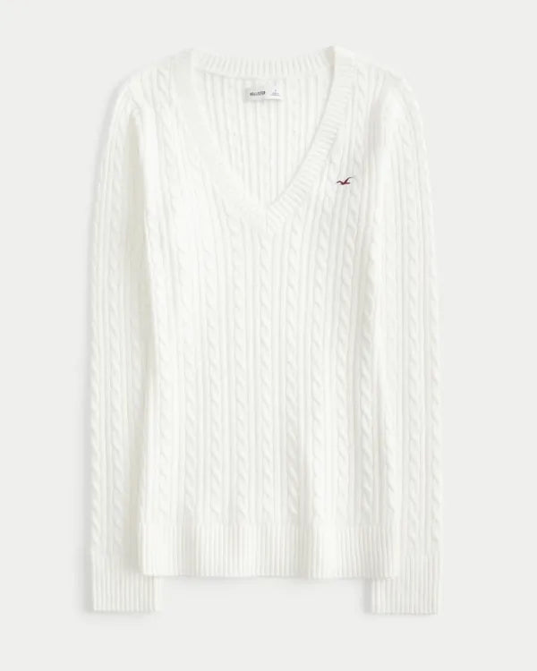 Hollister Ivy Cable-Knit V-Neck Sweater