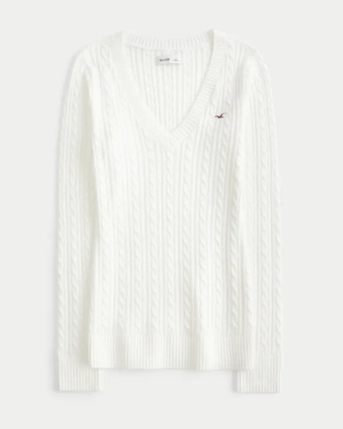 Hollister Ivy Cable-Knit V-Neck Sweater
