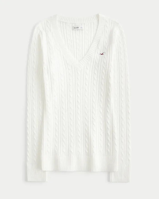 Hollister Ivy Cable-Knit V-Neck Sweater