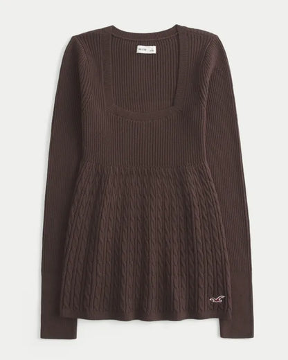 Long-Sleeve Square-Neck Babydoll