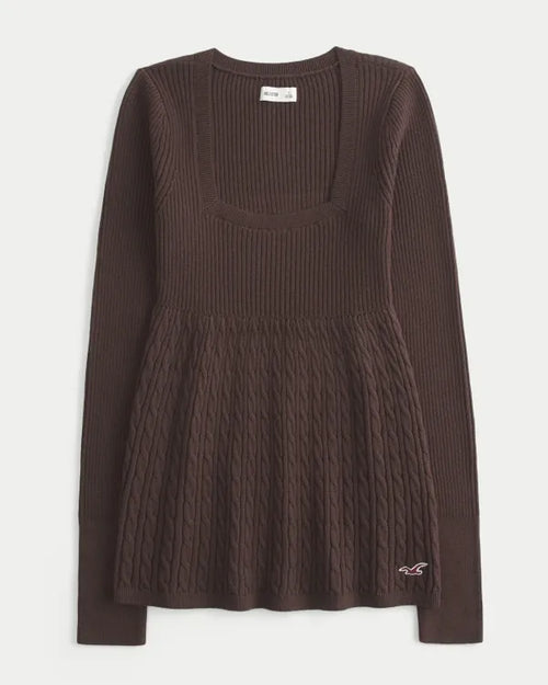 Long-Sleeve Square-Neck Babydoll