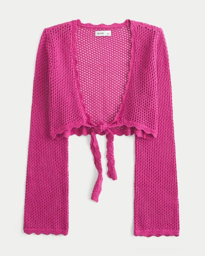 Long-Sleeve Tie Front Shrug