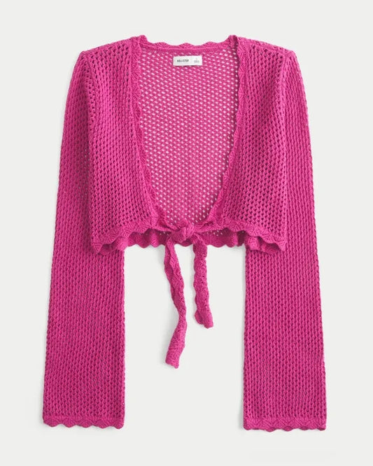 Long-Sleeve Tie Front Shrug