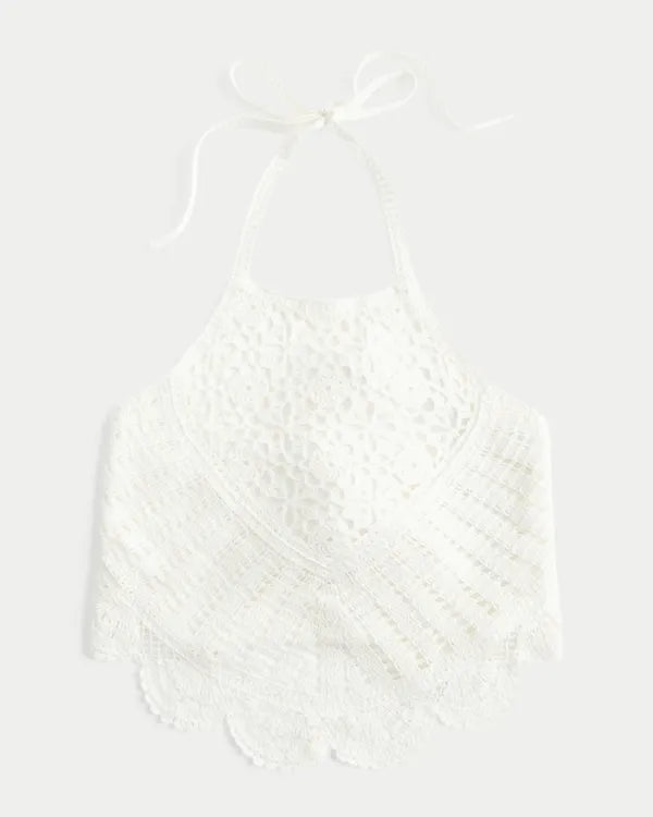 Crochet-Style High-Neck Top