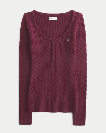 Cable-Knit Icon Henley Sweater