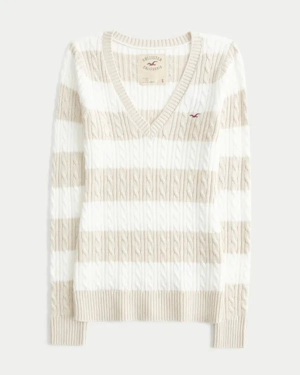 Hollister Ivy Cable-Knit V-Neck Sweater