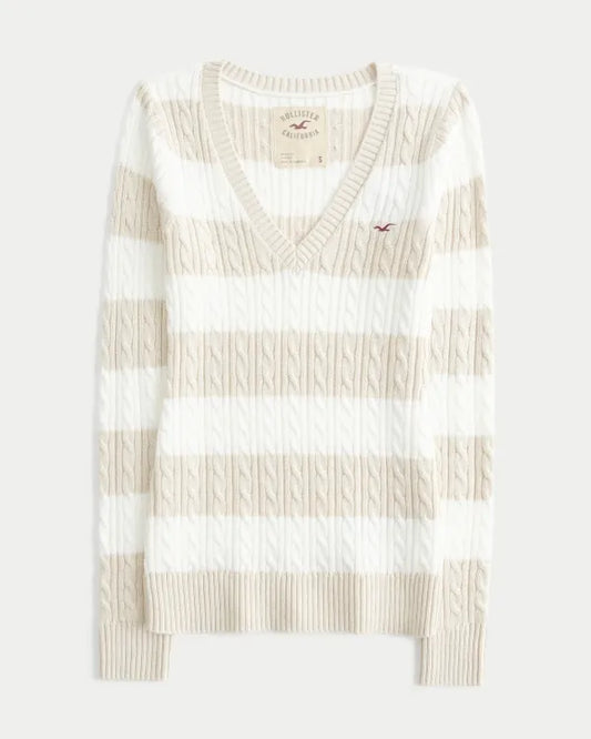 Hollister Ivy Cable-Knit V-Neck Sweater