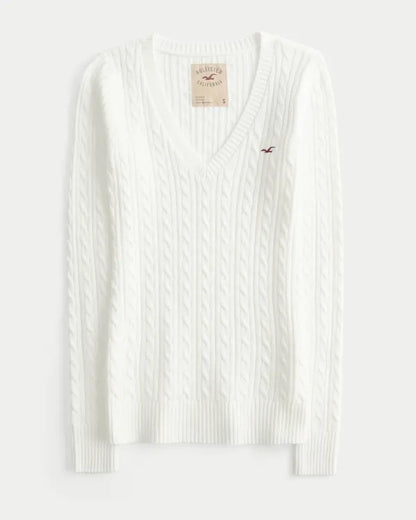 Hollister Ivy Cable-Knit V-Neck Sweater