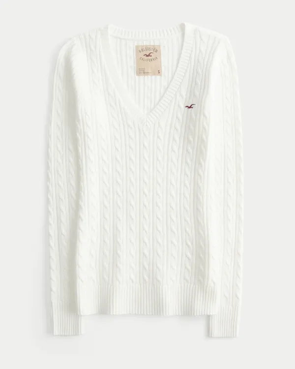 Hollister Ivy Cable-Knit V-Neck Sweater
