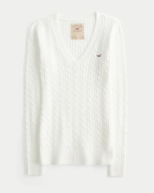 Hollister Ivy Cable-Knit V-Neck Sweater