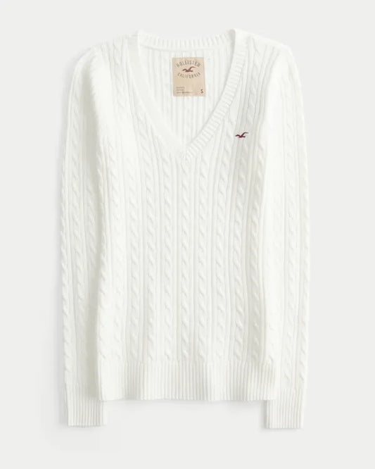 Hollister Ivy Cable-Knit V-Neck Sweater