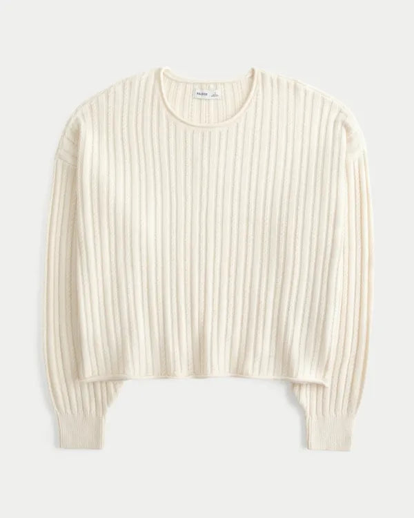 Easy Cable-Knit Crew Sweater