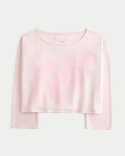 Hollister Feel Good Easy Off-the-Shoulder Hibiscus Graphic Sweatshirt