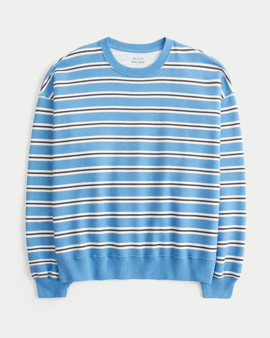 Hollister Feel Good Oversized Striped Crew Sweatshirt