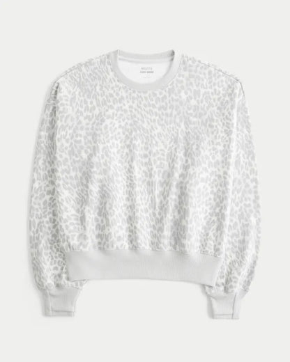 Hollister Feel Good Light Leopard Print Classic Crew Sweatshirt