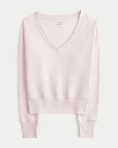 Hollister Feel Good Banded Off-the-Shoulder V-Neck Sweatshirt